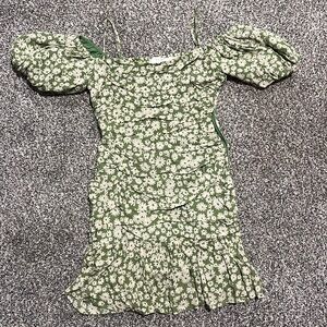 green and white flower dress